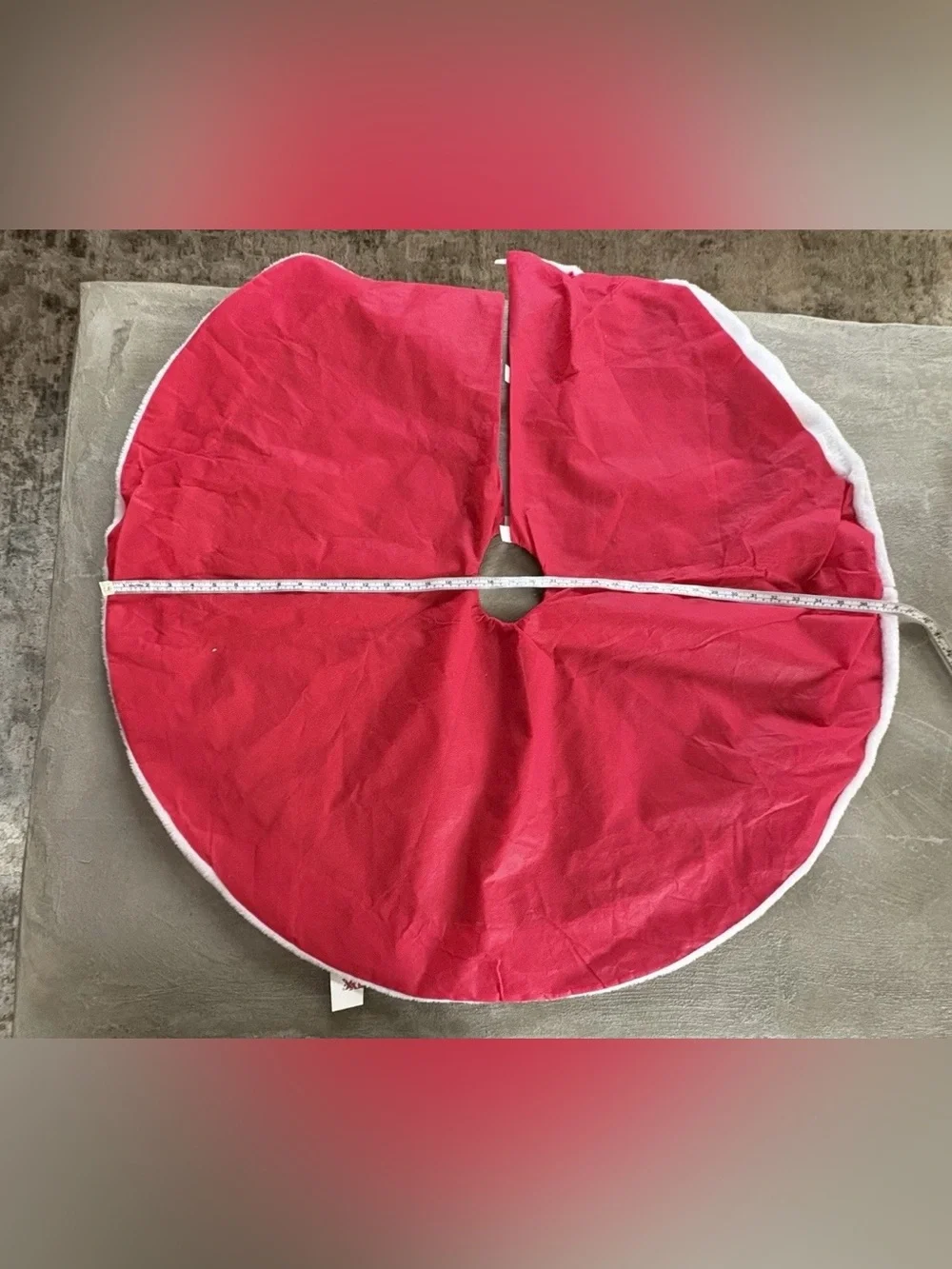 Lot of 2 Christmas Tree Skirts Snowflake Burlap-30” & Red Glitter-38”. New